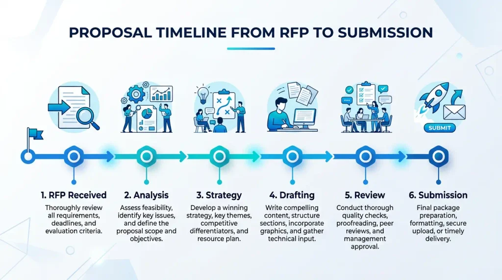 A Proposal Timeline from RFP receipt to submission
